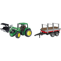 bruder 6920 Traktor mit Frontlader und Holztransportanhänger 1:16, Modellfahrzeug 