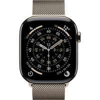 Apple Watch Series 11, Smartwatch Titan Natur, Titangehäuse, 46 mm, Milanaise Armband natur M/L, Cellular