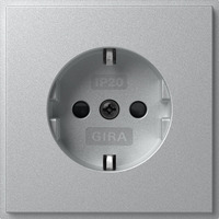 Gira Schutzkontaktsteckdose Typ F 16 Ampere 250 Volt mit erhöhtem Berührungsschutz aluminium, Retail