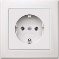 Merten Schutzkontakt-Steckdose Schuko mit voller Abdeckplatte, Unterputz, 16 Ampere, 250 Volt weiß (glänzend), Retail