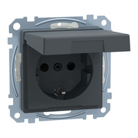 Merten Schutzkontaktsteckdose mit Klappdeckel anthrazit, Retail