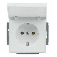 Busch-Jaeger Steckdosen-Einsatz mit Klappdeckel, Schutzkontaktsteckdose CEE 7/3, 16 Ampere, 250 Volt weiß (glänzend), Retail