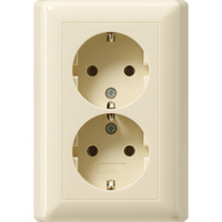 Gira Schutzkontakt-Doppelsteckdose Doppelsteckdose mit Vollplatte ohne Befestigungskrallen für Unterputz-Gerätedose Standard 55 mit Steckklemmen weiß, Retail