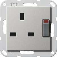 Gira Steckdose British Standard 13 Ampere geschaltet mit Shutter edelstahl, Retail
