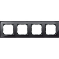 Merten Rahmen Glas vierfach für senkrecht und waagerecht Montage schwarz (glänzend), Retail