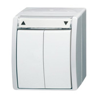 Busch-Jaeger Jalousietaster Typ 2621/4 W-54, Basiselement mit Gehäuse-Oberteil, Aufputz, 10 Ampere weiß (matt), Retail