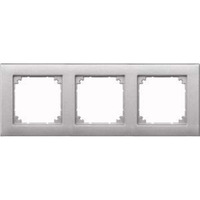 Merten Rahmen dreifach für waagerechte und senkrechte Montage aus Thermoplast, matt aluminium, Retail