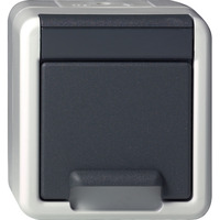 Gira Schutzkontaktsteckdose Typ F 16 Ampere 250 Volt mit Klappdeckel Aufputz IP44 grau, Retail