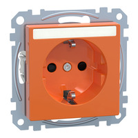 Merten Schutzkontaktsteckdose mit erhöhtem Berührungsschutz und Schriftfeld orange, Retail