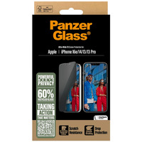 PanzerGlass Privacy Displayschutz Ultra-Wide Fit, Schutzfolie transparent, iPhone 16e / 14 / 13 / 13 Pro, EasyAligner