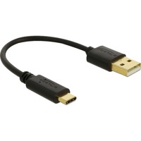 DeLOCK USB Ladekabel, USB-A Stecker > USB-C Stecker schwarz, 15cm, Laden mit bis zu 60 Watt