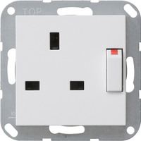Gira Steckdose British Standard 13 Ampere geschaltet mit Shutter weiß, Retail