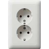 Gira Schutzkontakt-Doppelsteckdose mit Vollplatte für Gerätedose 1,5fach weiß, Retail