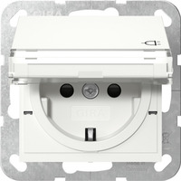 Gira Schutzkontaktsteckdose Typ F mit Klappdeckel und erhöhtem Berührungsschutz weiß, Retail