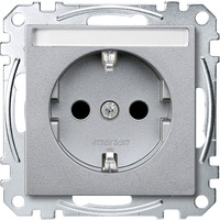 Merten Schutzkontaktsteckdose mit erhöhtem Berührungsschutz und Schriftfeld aluminium, Retail