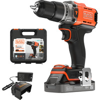 BLACK+DECKER POWERCONNECT Akku-Schlagbohrschrauber BCD383D1XK, 18Volt orange/schwarz, Li-Ionen Akku 2,0Ah, Koffer