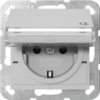 Gira Schutzkontaktsteckdose Typ F 16 Ampere 250 Volt mit Klappdeckel und erhöhtem Berührungsschutz grau, Retail