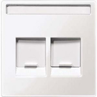 Merten Zentralplatte für Modular Jack mit zwei Öffnungen und Beschriftungsfeld, glänzend weiß (glänzend), Retail