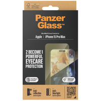 PanzerGlass EyeCare Displayschutz Ultra-Wide Fit, Schutzfolie transparent, iPhone 15 Pro Max, EasyAligner