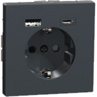 Merten Schutzkontakt Steckdose mit USB Ladegerät Typ MEG2367-6034, Unterputz, 16 Ampere, 250 Volt anthrazit, Retail