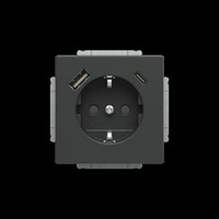 Busch-Jaeger Schukosteckdose mit USB-A und USB-C Anschlüssen anthrazit, Retail