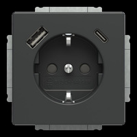 Busch-Jaeger Schukosteckdose mit USB-A und USB-C Anschlüssen anthrazit, Retail