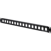Digitus Modulares Patchpanel, 16-Port, unbestückt schwarz, 1 HE, für Keystone-Module