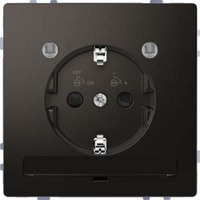 Merten Schutzkontakt-Steckdose mit Lichtauslass und erhöhtem Berührungsschutz, 1-fach, Unterputz anthrazit, Retail