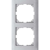 Merten Rahmen zweifach, Thermoplast, matt, Schutzart IP20, Klemmbefestigung, 83x154x12 mm aluminium, Retail