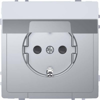 Merten Schutzkontakt-Steckdose mit Klappdeckel und erhöhtem Berührungsschutz, 16 Ampere, 250 Volt edelstahl, Retail