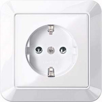 Merten Schutzkontakt-Steckdose mit voller Abdeckplatte, Unterputz, 16 Ampere, 250 Volt weiß (glänzend), Retail