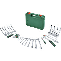 Bosch Heimwerken & Garten Advanced Werkzeugkoffer, 132-teilig, Steckschlüssel grün, mit 2 Umschaltknarren 1/4" und 1/2"