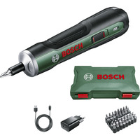 Bosch Heimwerken & Garten Akkuschrauber PushDrive 3,6Volt grün, mit 32-teiligem Schrauberbit-Set