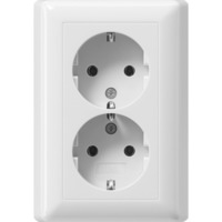 Gira Schutzkontakt-Doppelsteckdose mit Vollplatte ohne Befestigungskrallen weiß, Retail