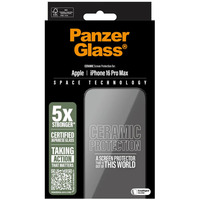PanzerGlass Ceramic Displayschutz Ultra-Wide Fit, Schutzfolie transparent, iPhone 16 Pro Max, EasyAligner