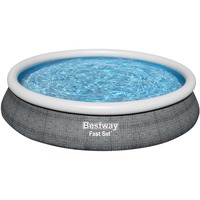 Bestway Fast Set Aufstellpool-Set, Ø 457cm x 84cm, Schwimmbad schiefer, mit Filterpumpe