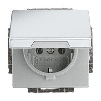 Busch-Jaeger Steckdose mit Klappdeckel edelstahl, Retail