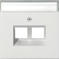 Gira Abdeckung mit 30 Grad Schrägauslass und Beschriftungsfeld für Tragring Modular Jack 2fach weiß, Retail