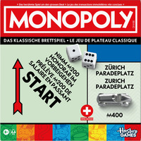 Hasbro Monopoly Schweiz Familienspiel mit großem Spielplan und praktischem Aufbewahrungsfach, Brettspiel 