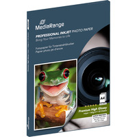 MediaRange Hochglänzendes Fotopapier, A4, beidseitig,160g, 50 Blatt 