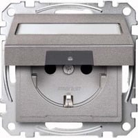 Merten Schutzkontaktsteckdose mit Klappdeckel und Schriftfeld aluminium, Retail