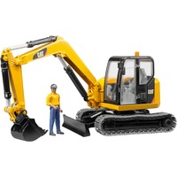 bruder 02466 CAT Minibagger, Modellfahrzeug gelb/schwarz, mit Bauarbeiter