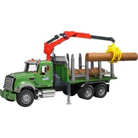 bruder 02824 MACK Granite Holztransport-LKW, Modellfahrzeug grün, mit 3 Baumstämmen