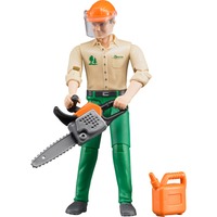 bruder 60030 Forstarbeiter mit Zubehör, Spielfigur grün/beige