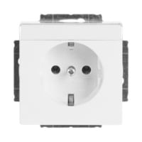 Busch-Jaeger Steckdosen Einsatz mit Beschriftungsfeld 2-polig plus Schutzkontakt 16 Ampere weiß, Retail