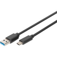 Digitus USB 3.2 Gen 1 Anschlusskabel USB-A > USB-C schwarz, 1 Meter, PD, Laden mit bis zu 60 Watt