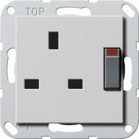 Gira Steckdose British Standard geschaltet mit Shutter grau, Retail