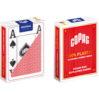 ASS Altenburger 100 Prozent Plastik Poker Jumbo Index Spielkarten, Kartenspiel rot