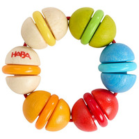 HABA Greifling mit Klapperringen aus Holz für Babys und Kleinkinder 