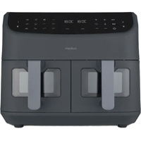 Medion Life P20 Doppel Heißluftfritteuse XXL MD11760 grau, 2.600 Watt, 2 Körbe je 4,35 Liter